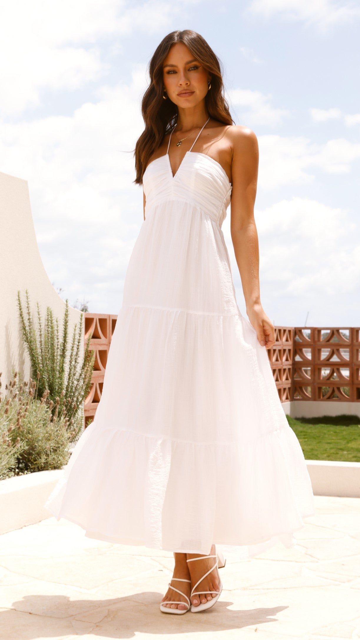 Taffeta Maxi Dress - White