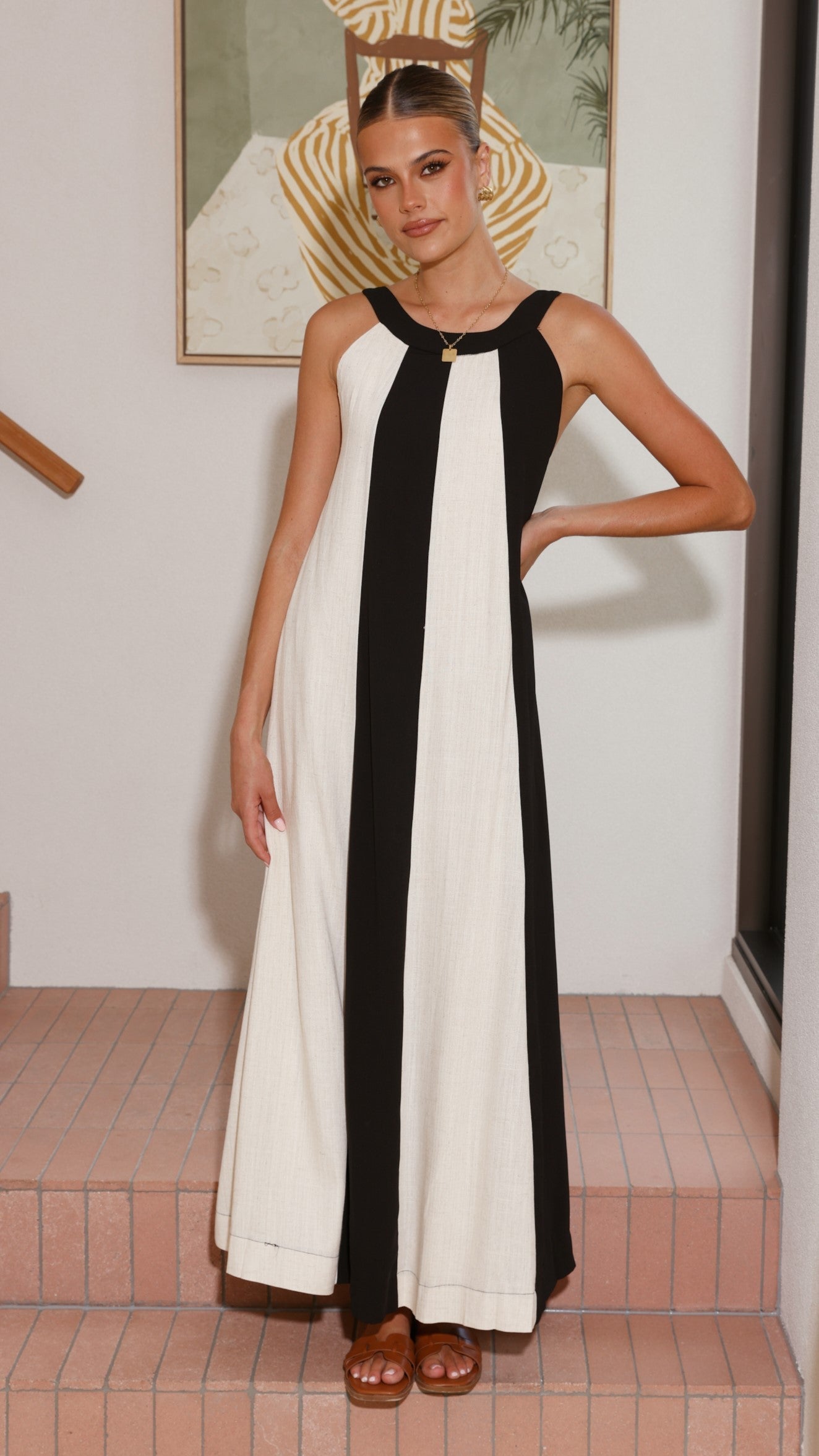 Talaith Maxi Dress - Black / Cream