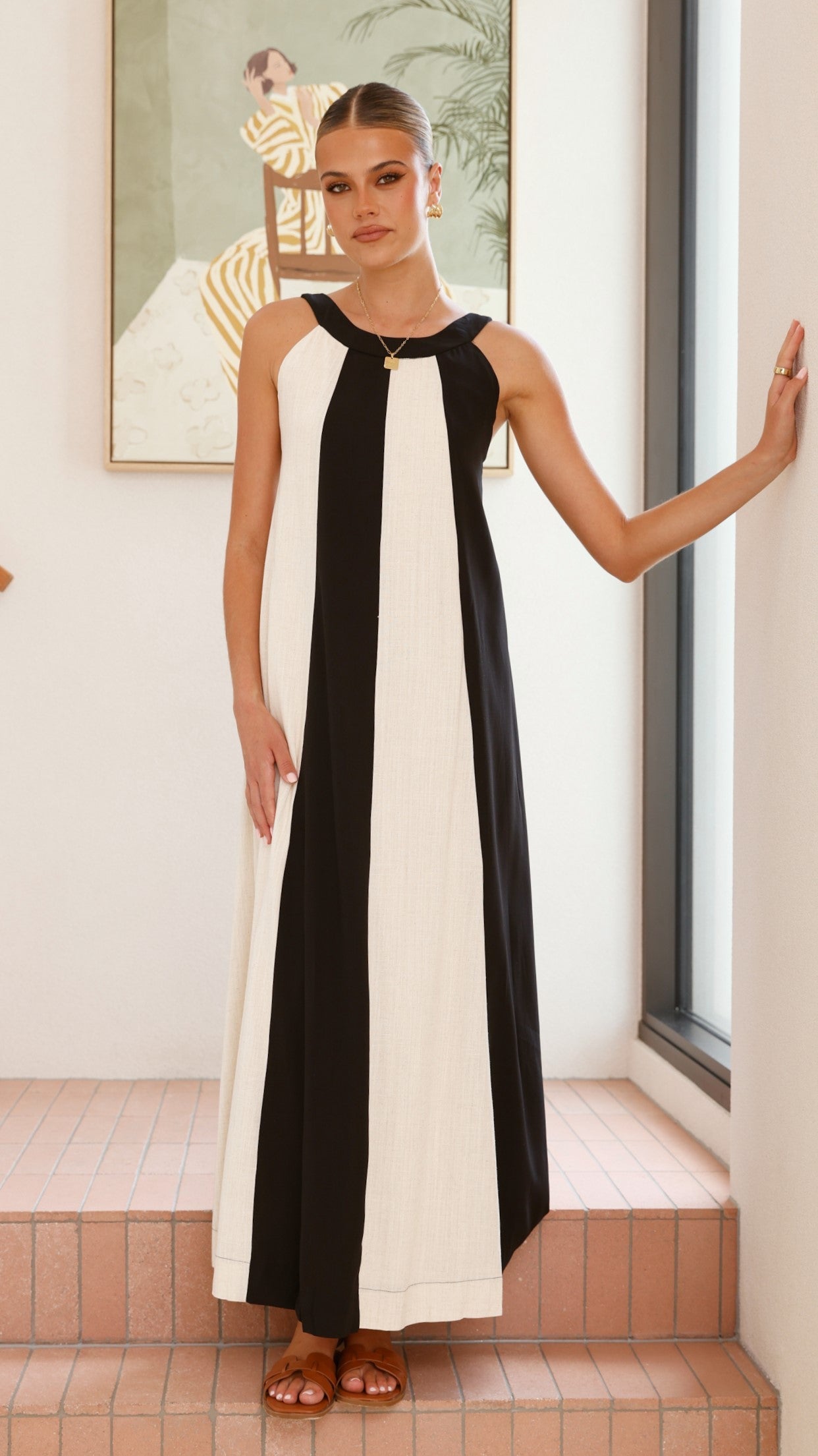 Talaith Maxi Dress - Black / Cream