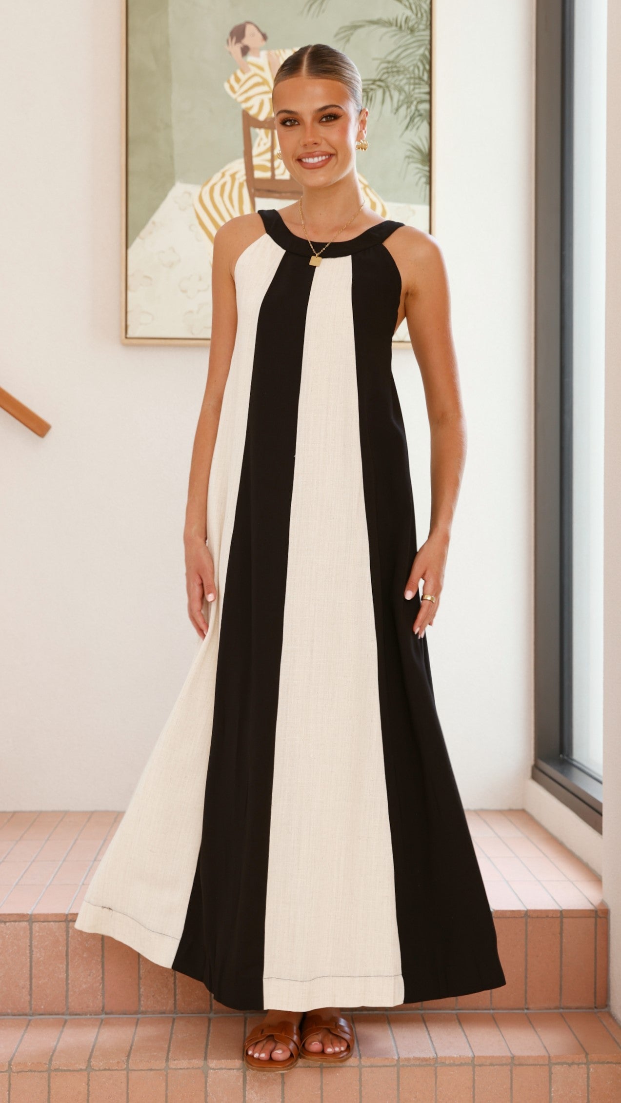 Talaith Maxi Dress - Black / Cream
