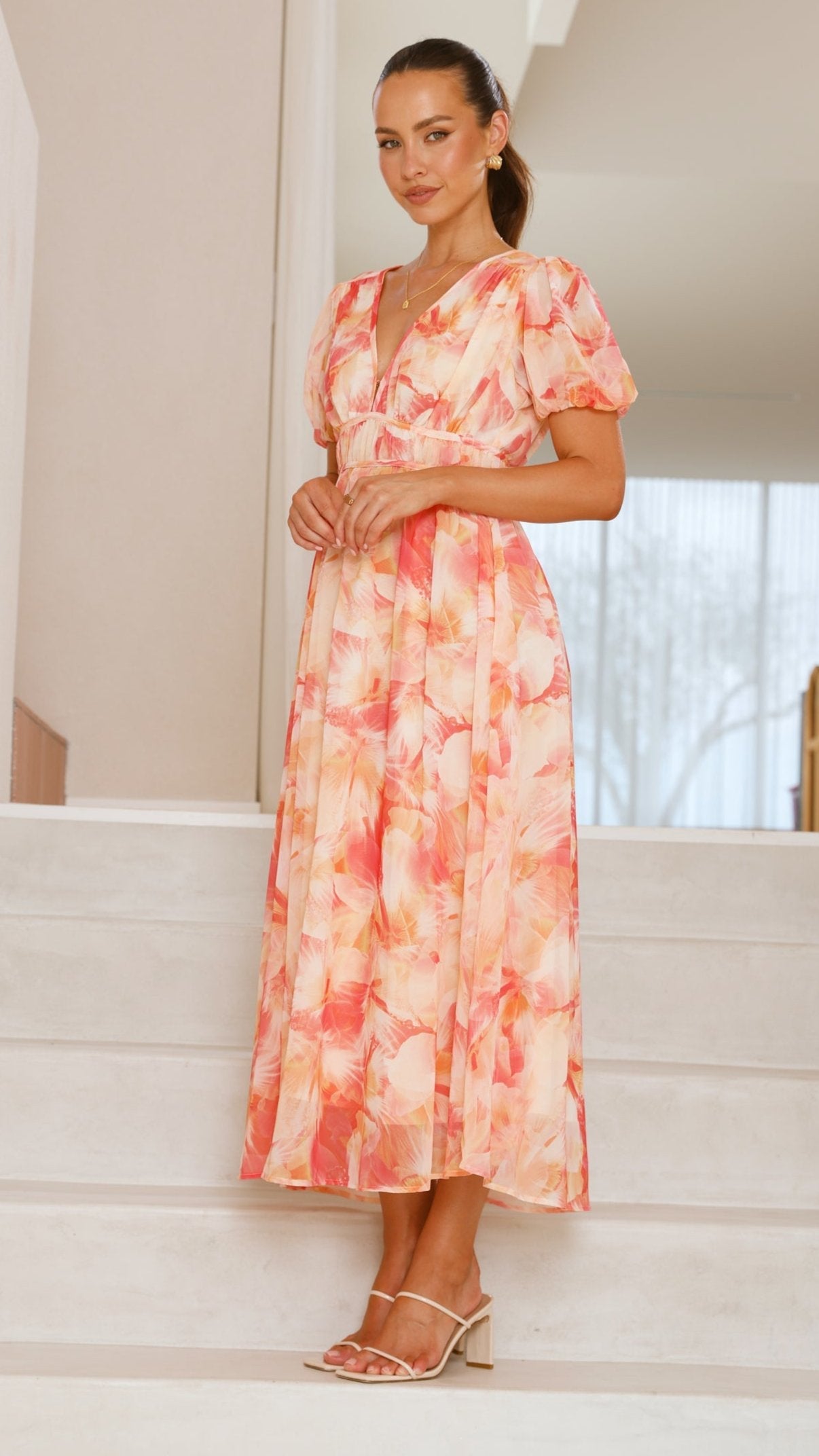 Talma Maxi Dress - Orange Floral