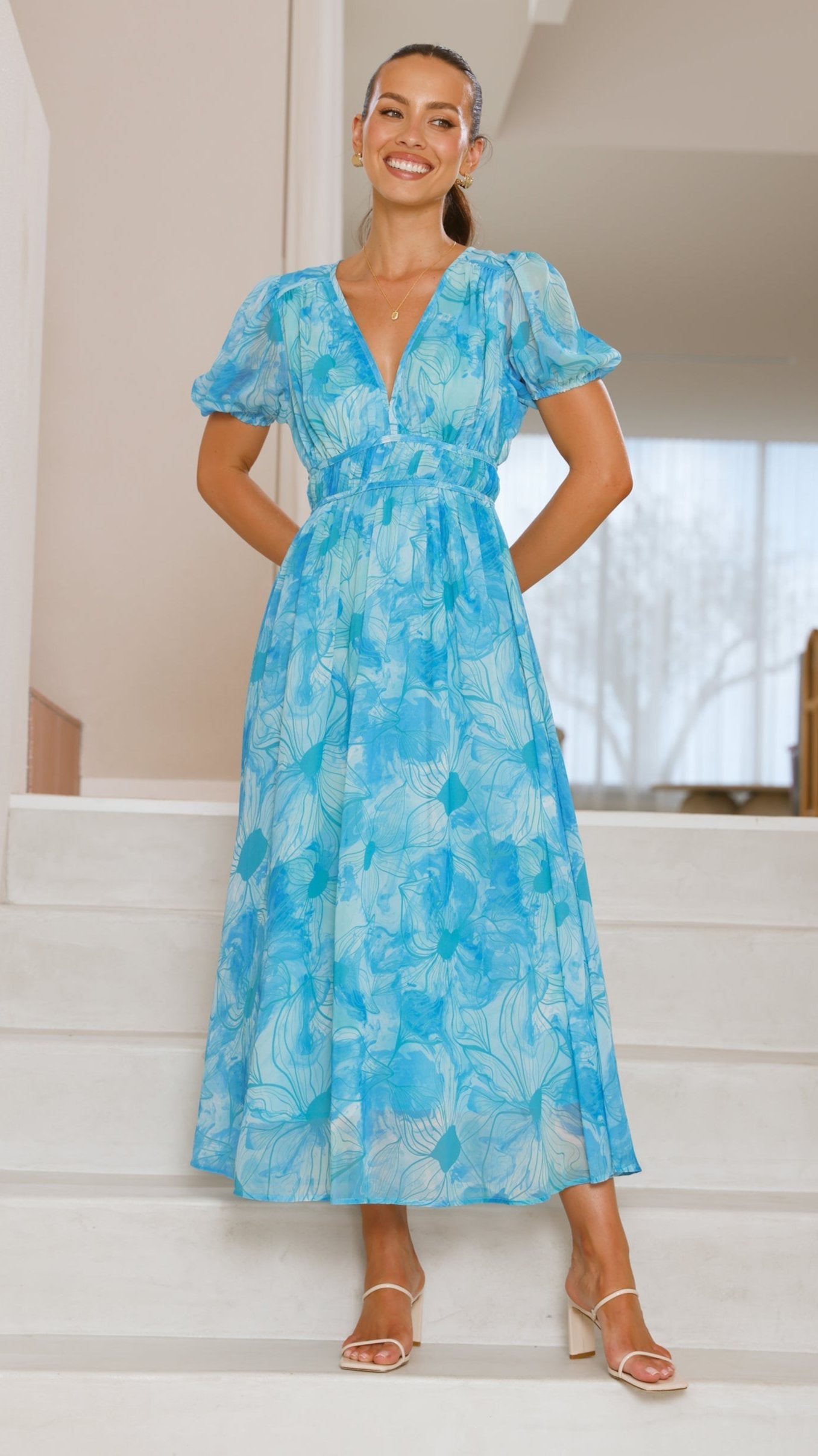 Talma Maxi Dress - Blue Floral