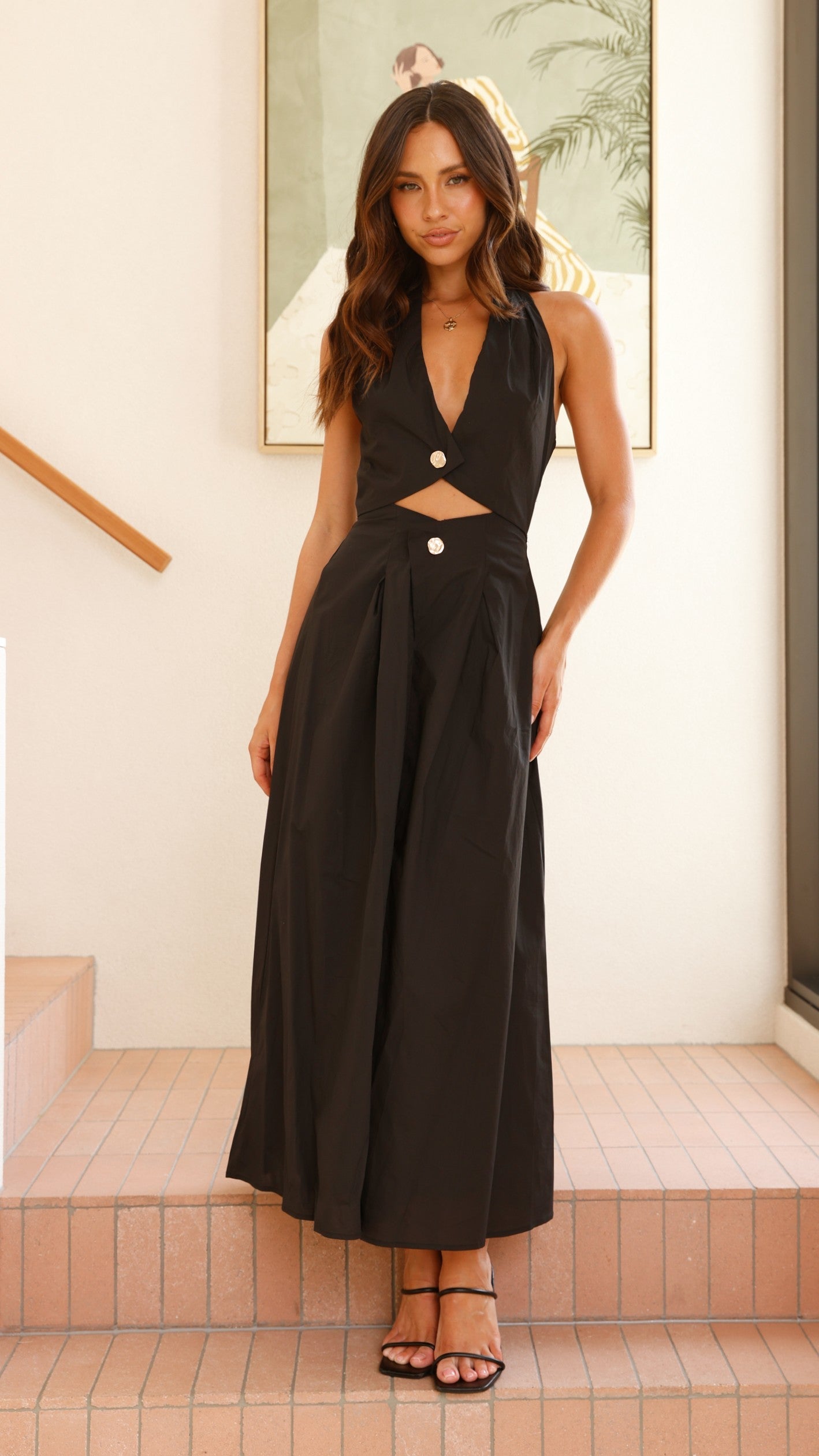 Wesley Halter Neck Maxi Dress - Black