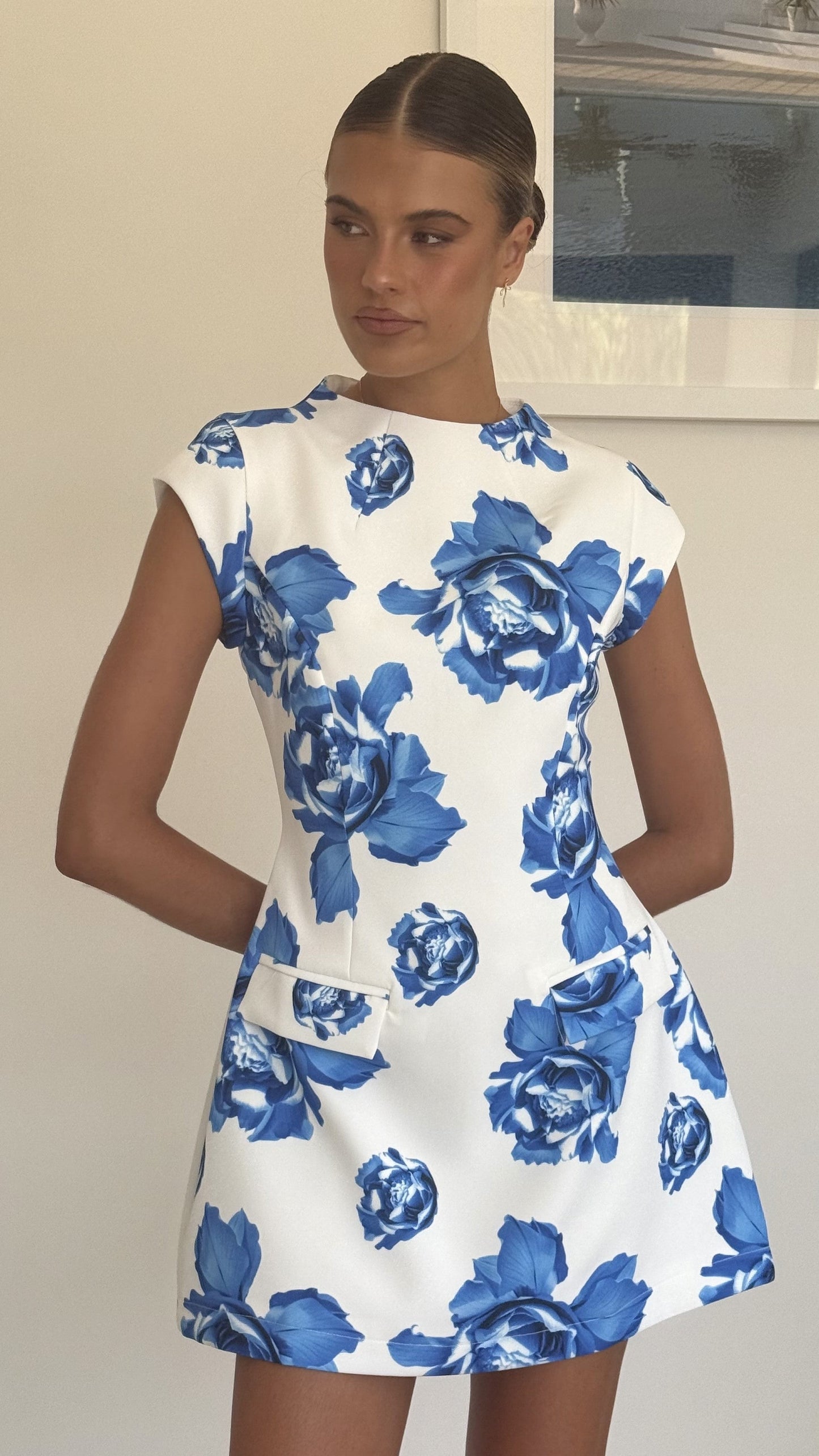 Thea Mini Dress - Blue Rose