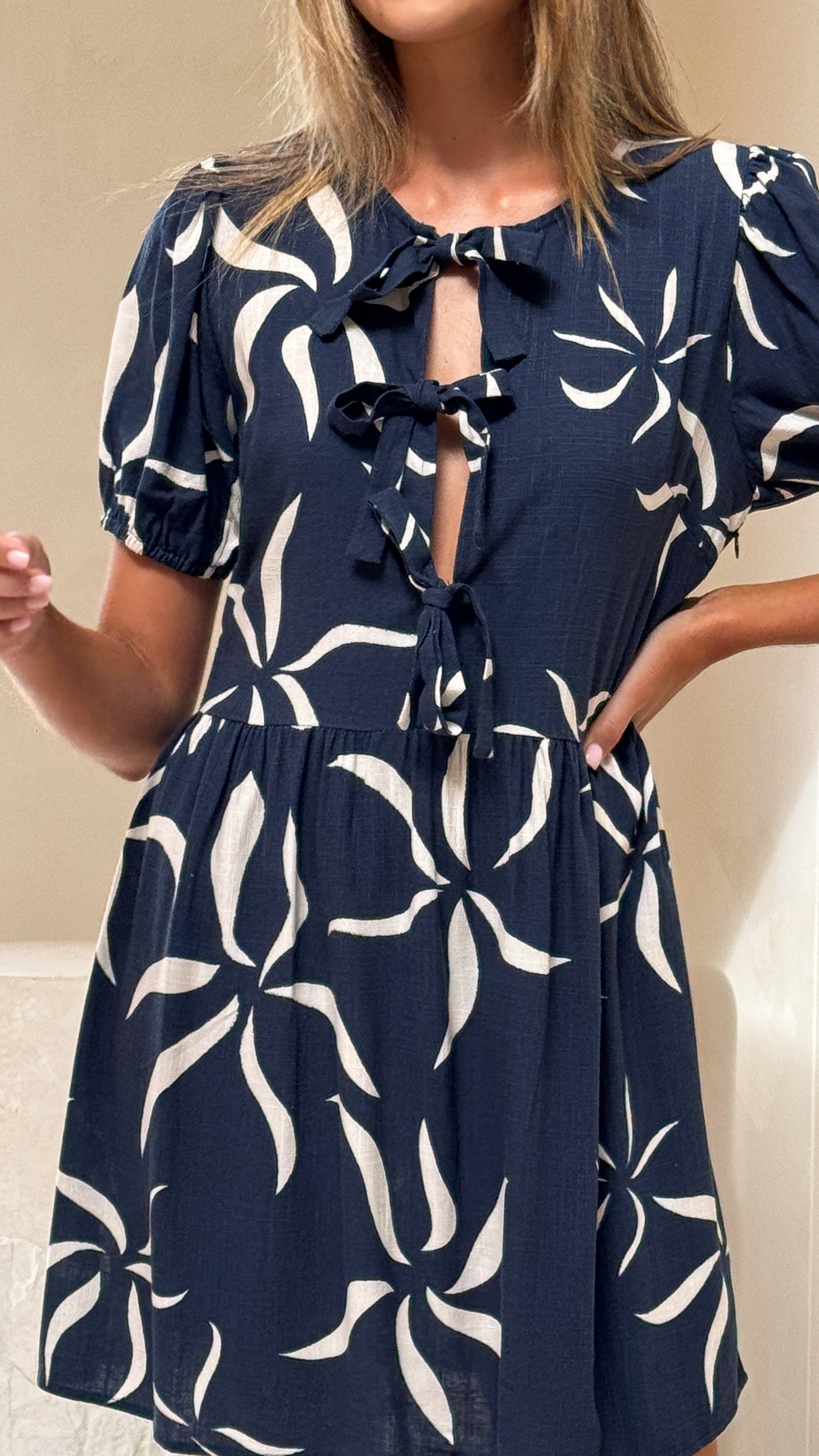 Vida Tie up Mini Dress - Ayana Print