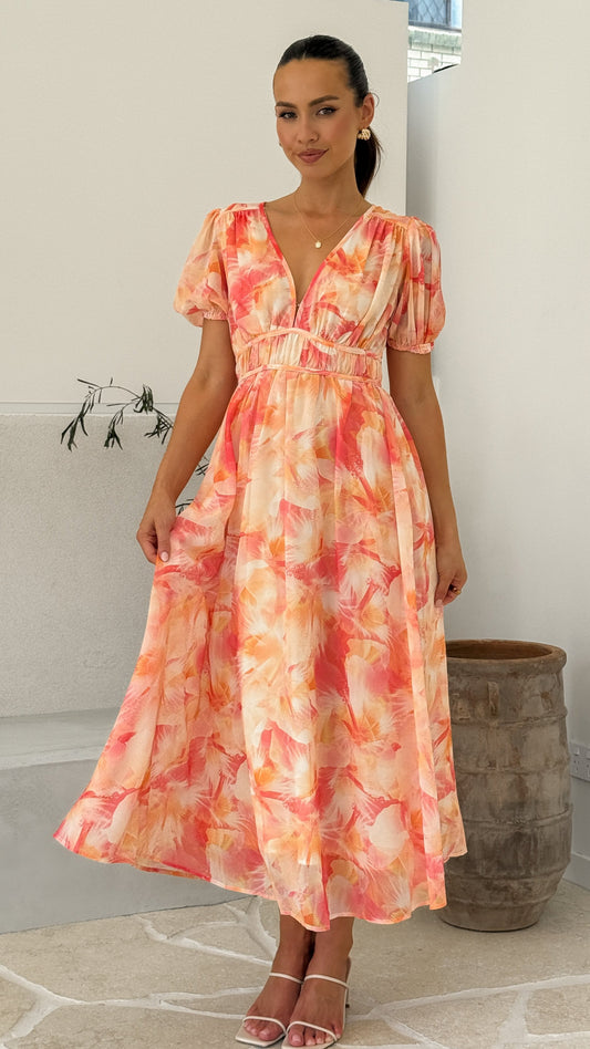 Talma Maxi Dress - Orange Floral