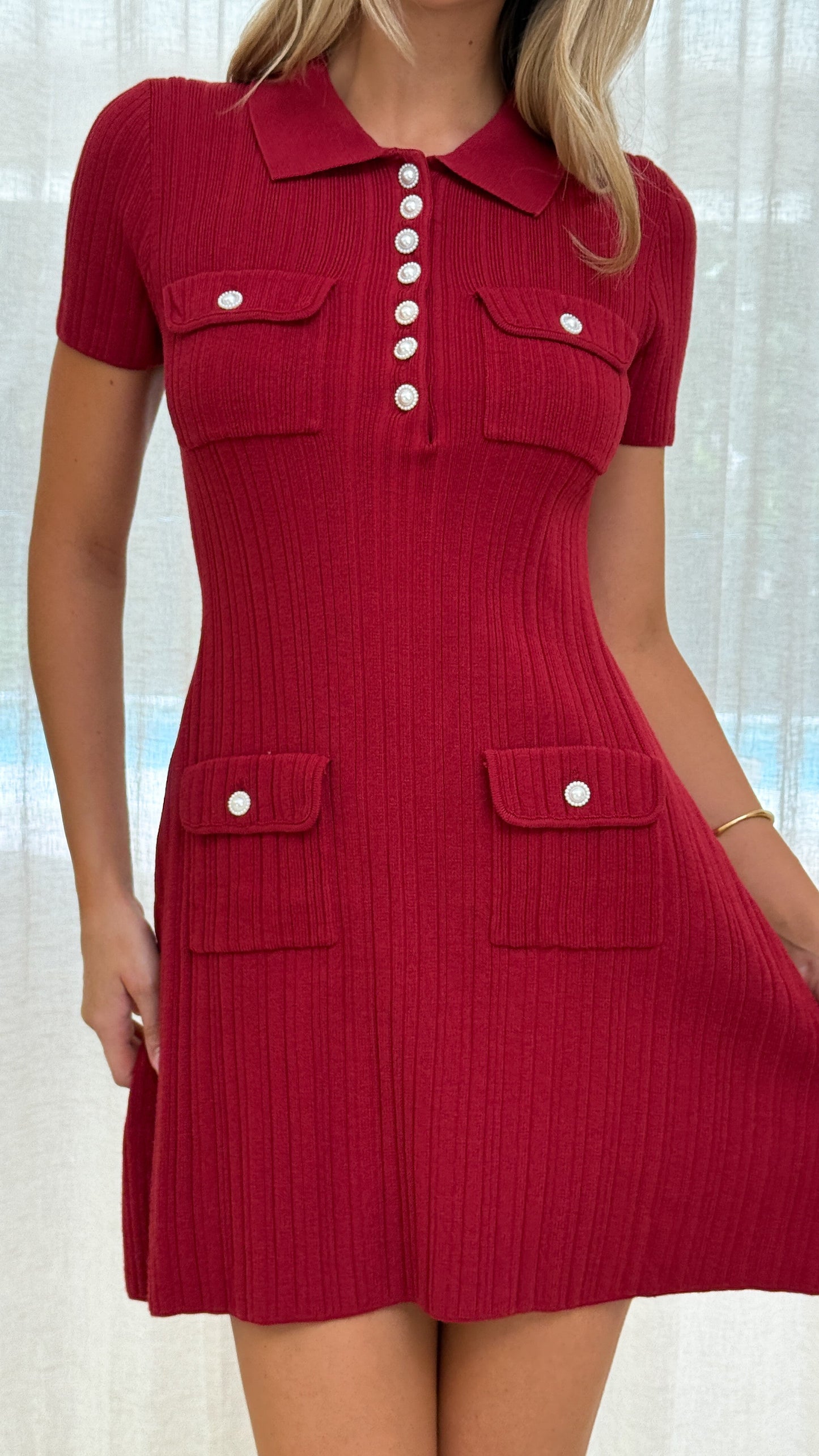 Taylah Collared Mini Dress - Maroon