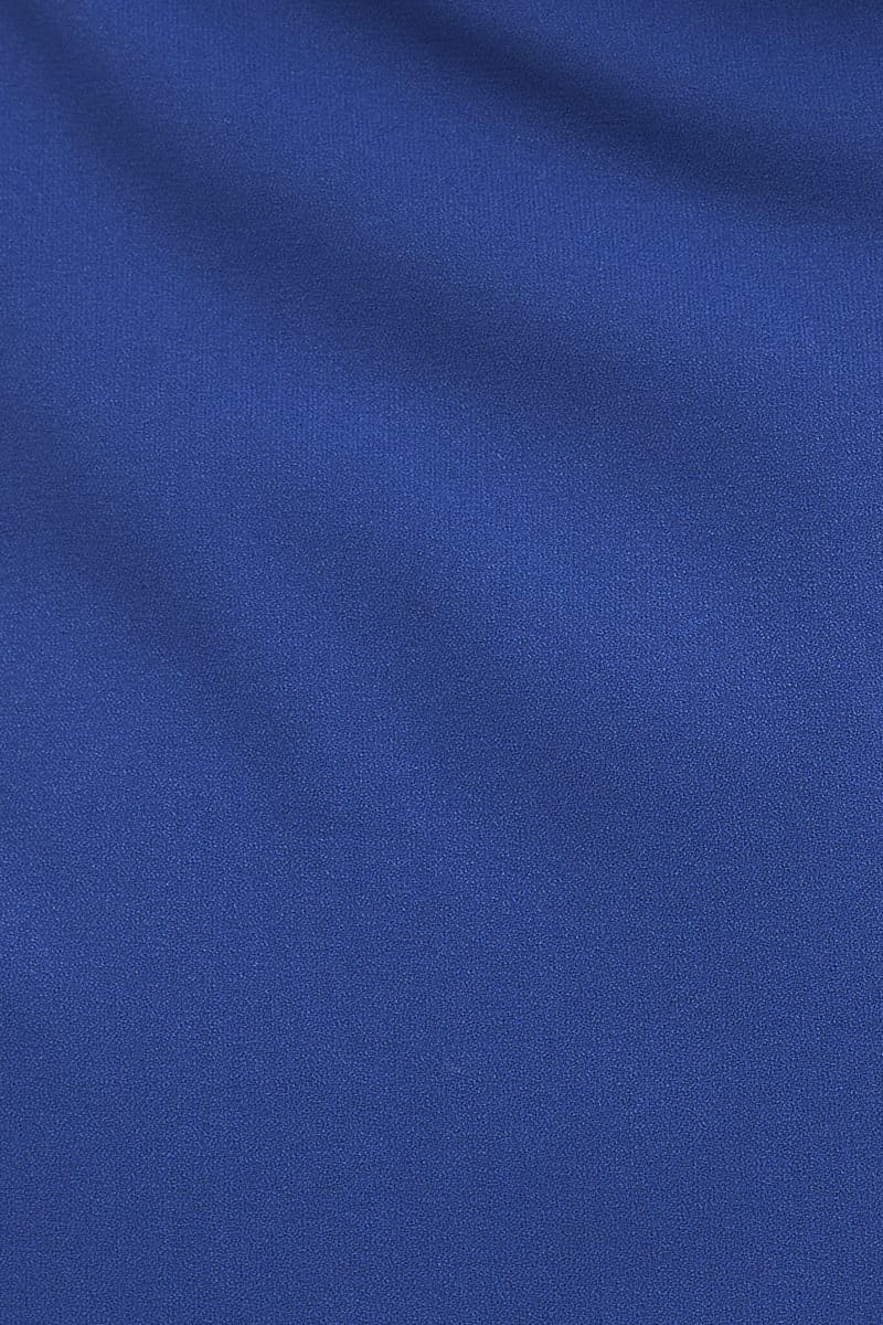 Blue Mini Dress Sleeveless One Shoulder Ruffled