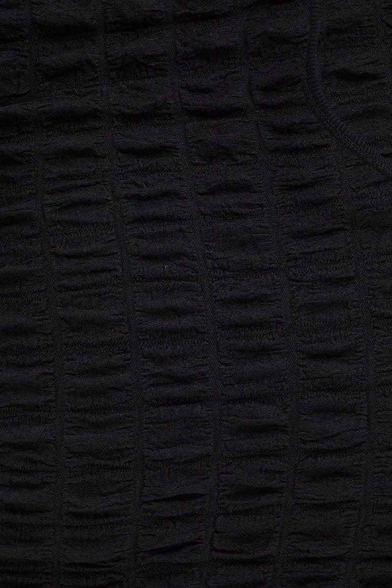 Black Textured Mini Dress Backless