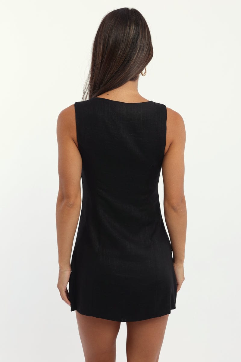 Black Vest Dress Mini Button Down