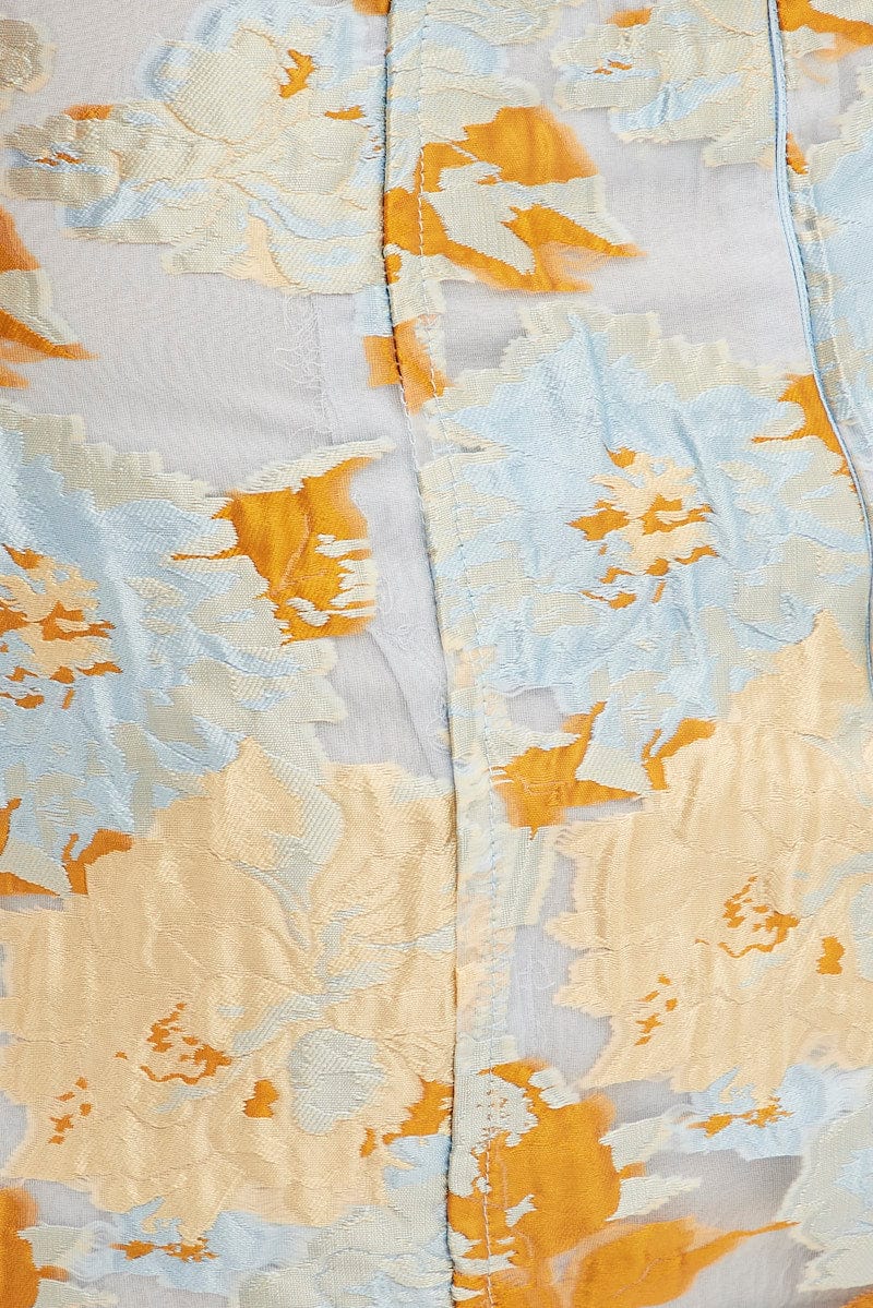 Blue Floral Mini Dress Strapless Bodycon