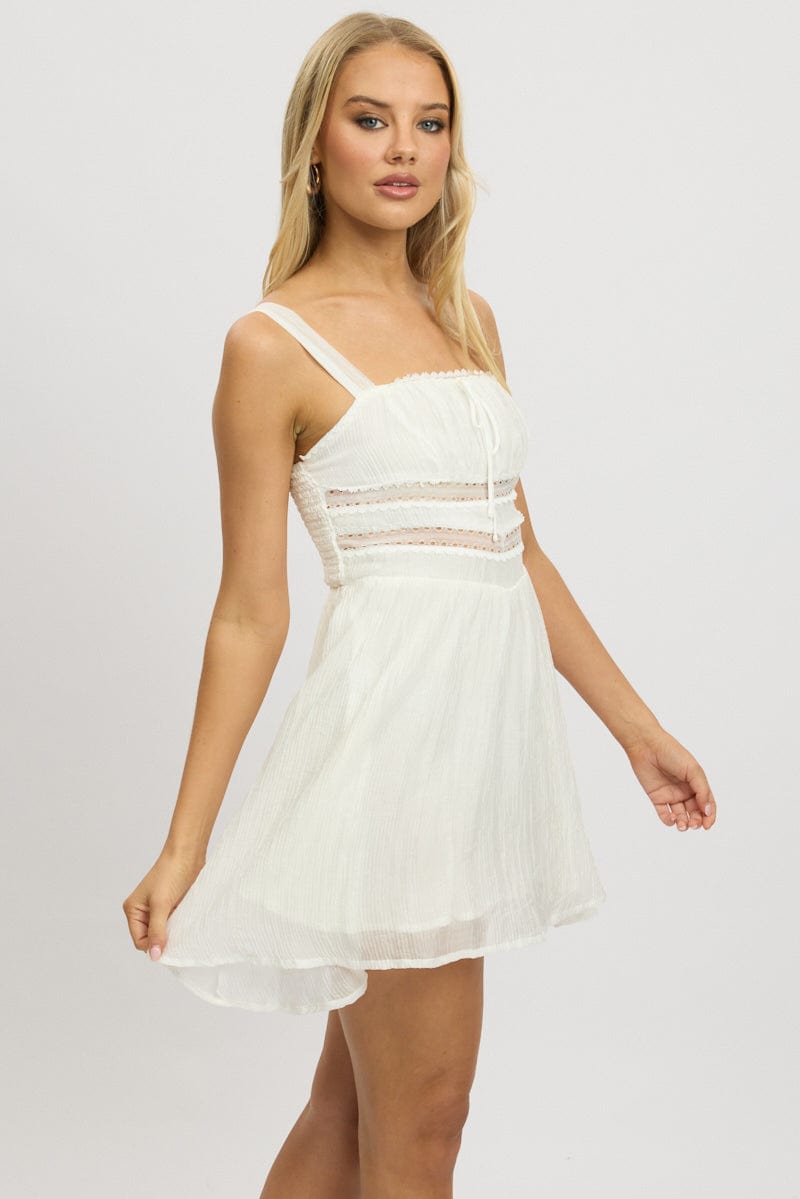 White Fit And Flare Dress Mini