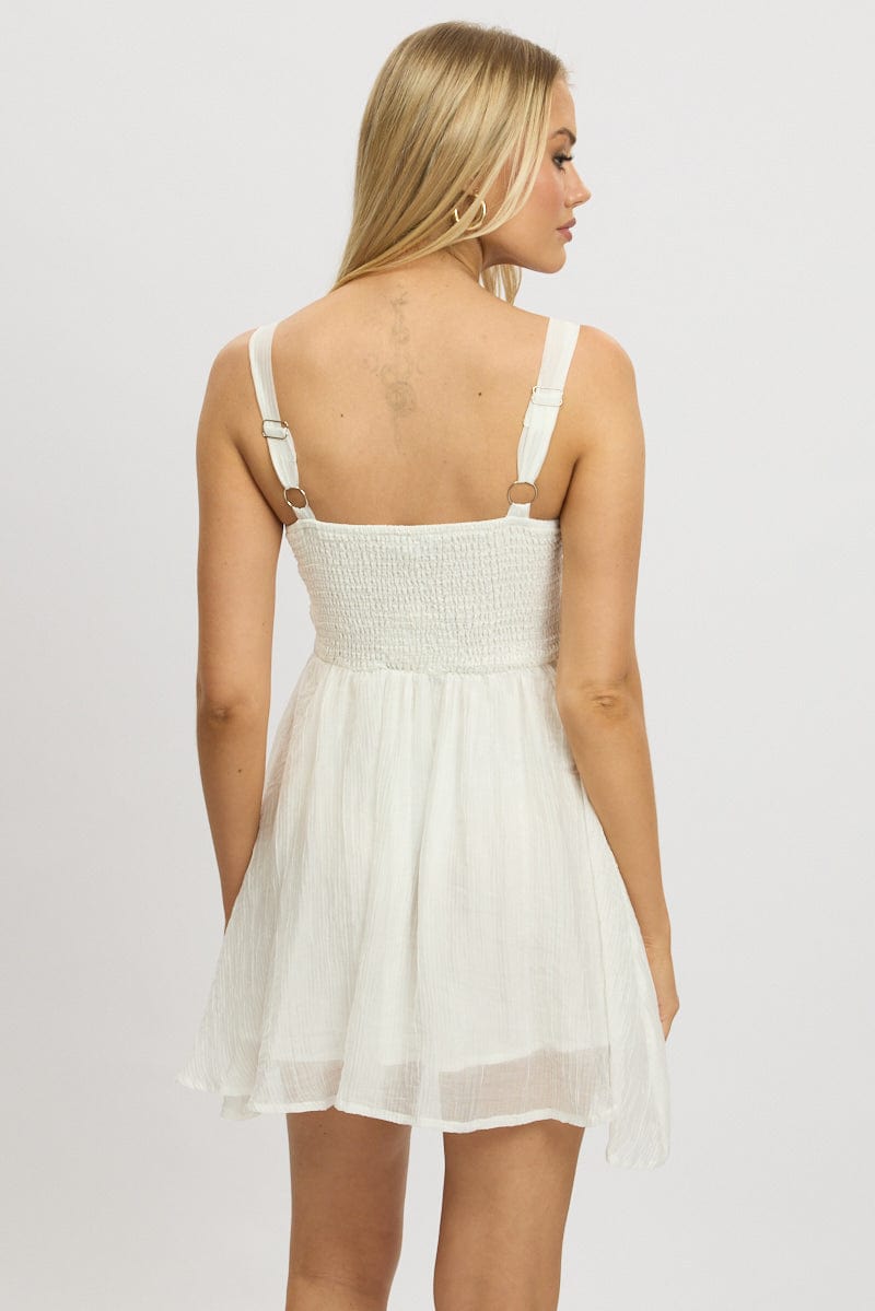 White Fit And Flare Dress Mini