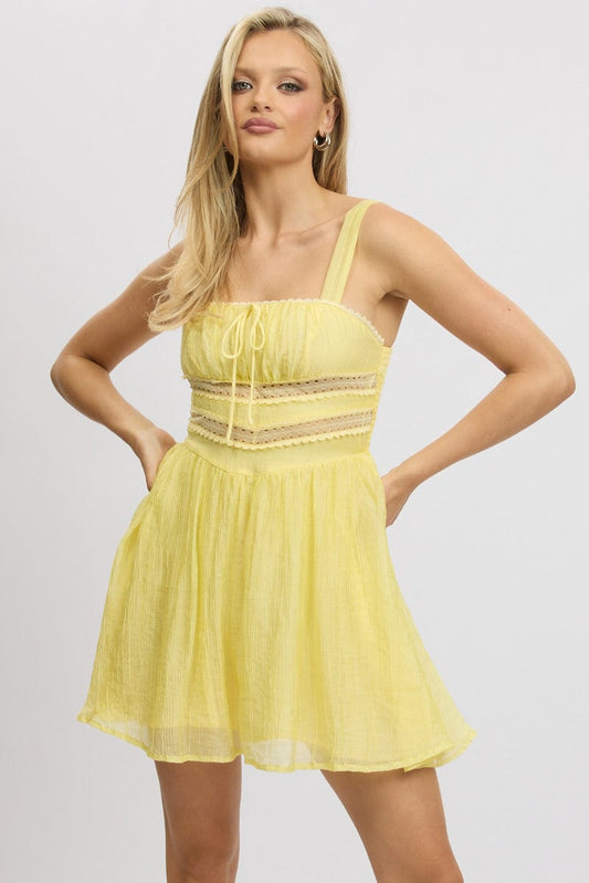 Yellow Fit And Flare Dress Mini