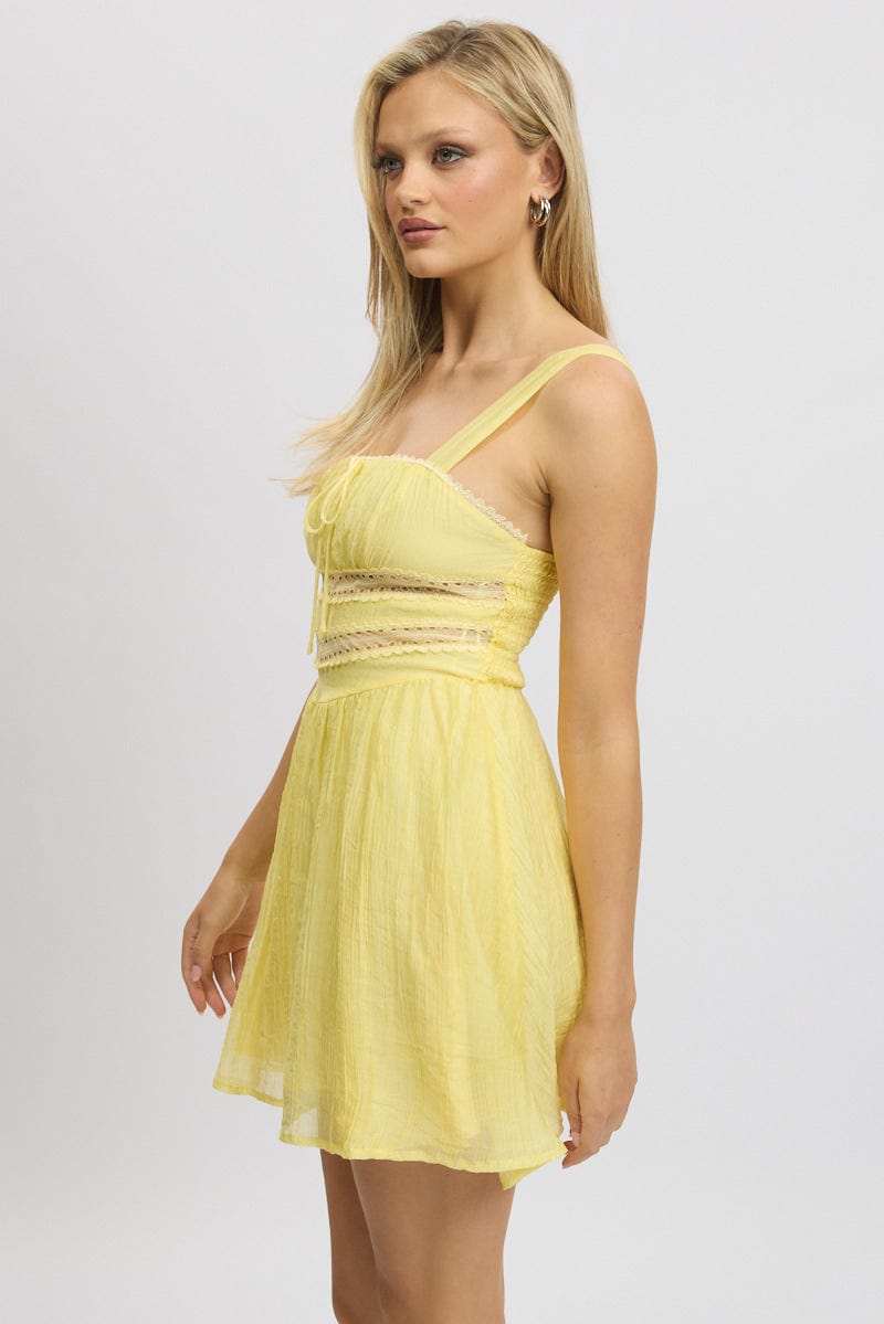 Yellow Fit And Flare Dress Mini