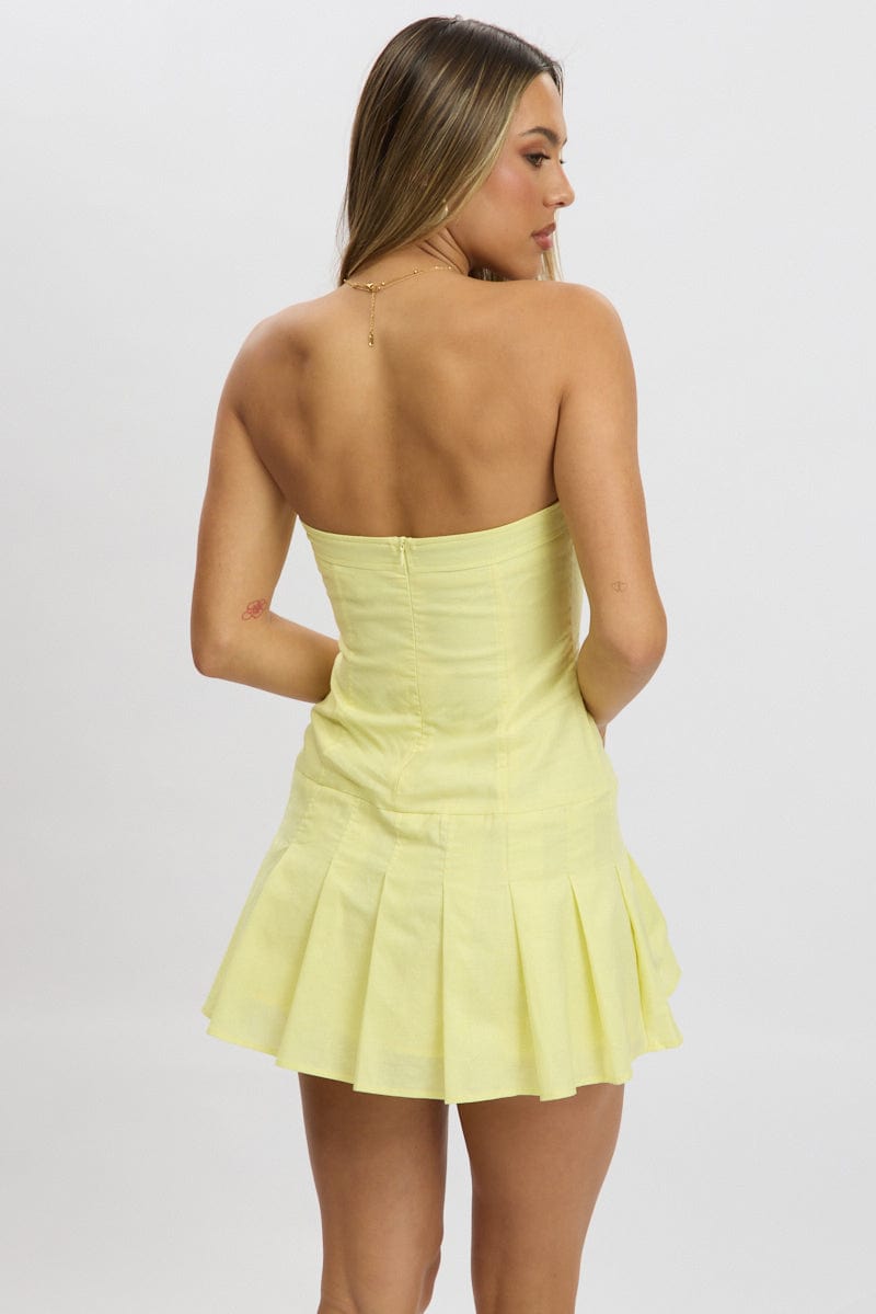 Yellow Strapless Mini Dress