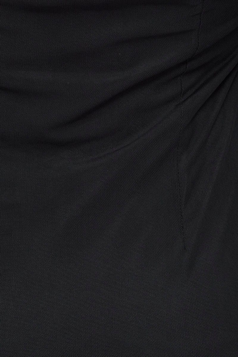 Black Mini Dress Long Sleeve Cold Shoulder Bodycon Mesh