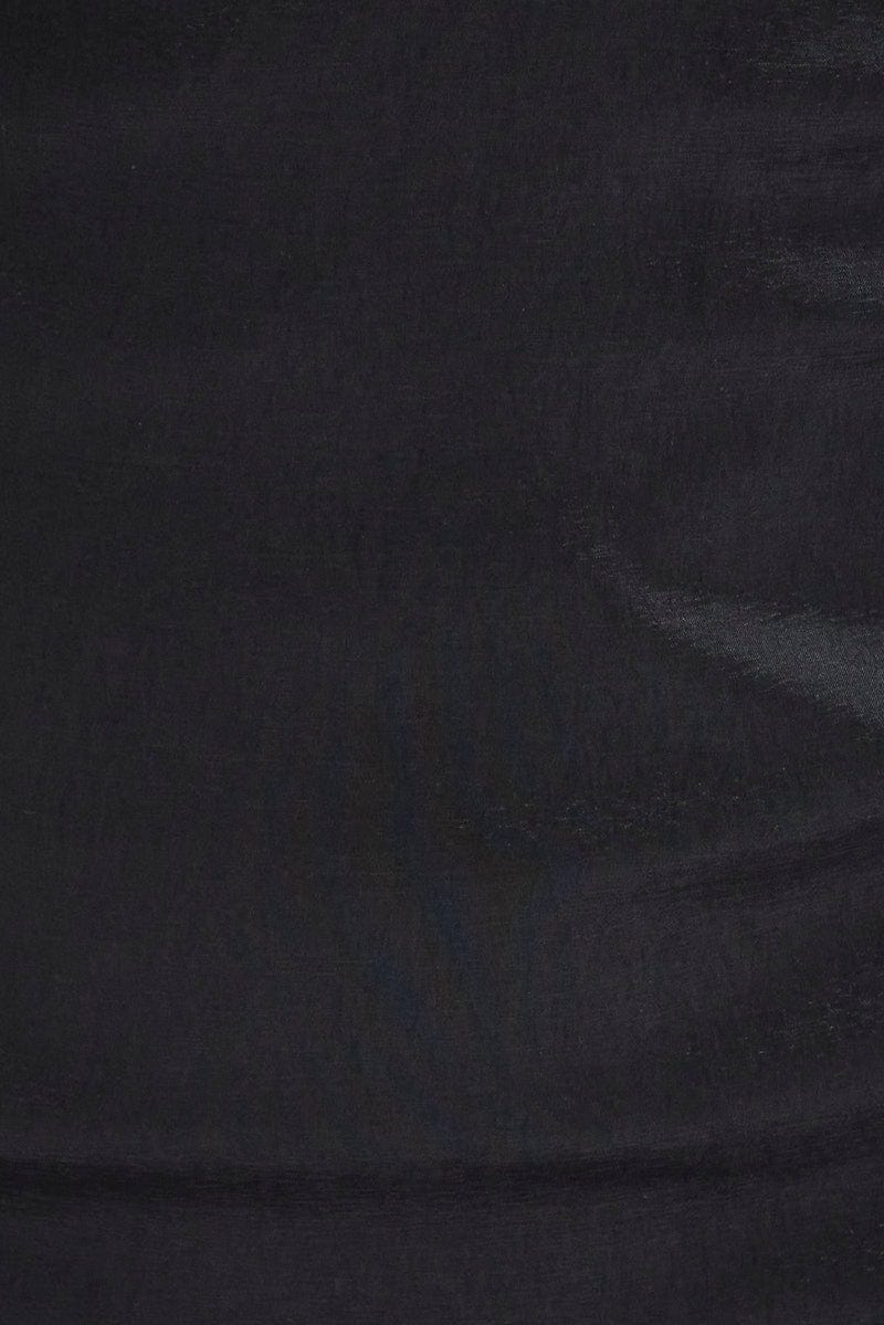 Black Ruffle Shoulder Plunging Statement Mini Dress