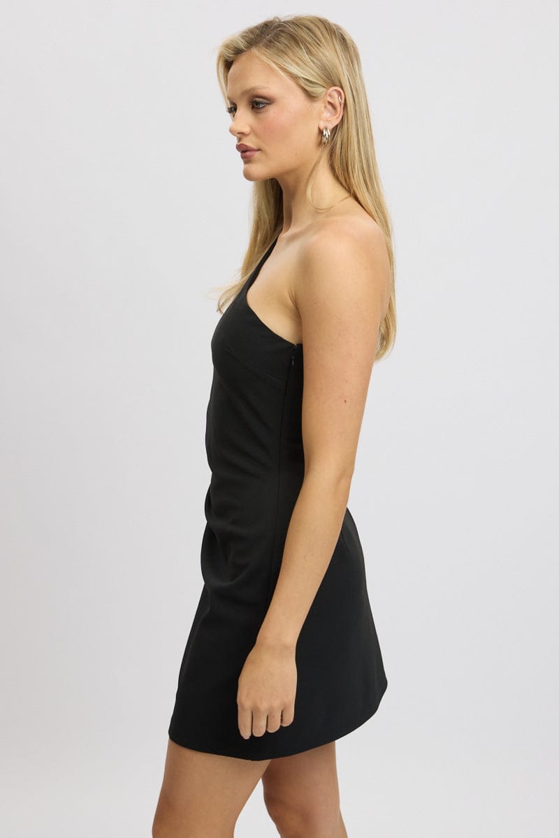 Black One Shoulder Dress Mini