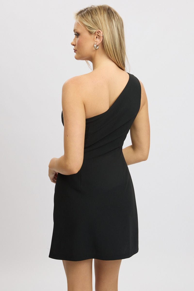 Black One Shoulder Dress Mini