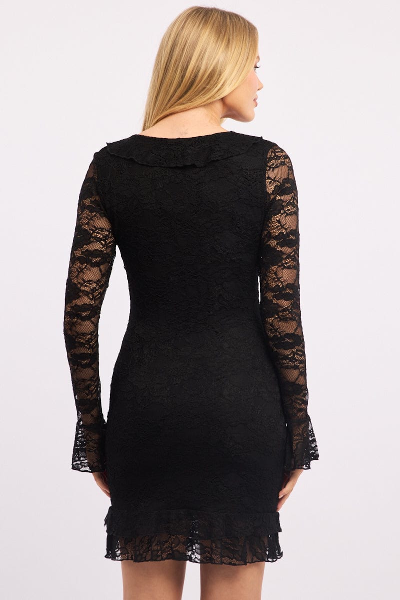 Black Bodycon Dress Mini Lace