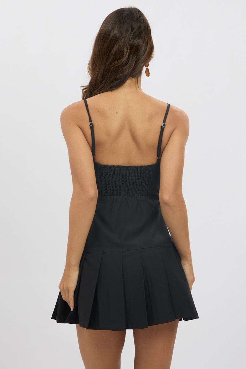 Black Pleated Mini Dress