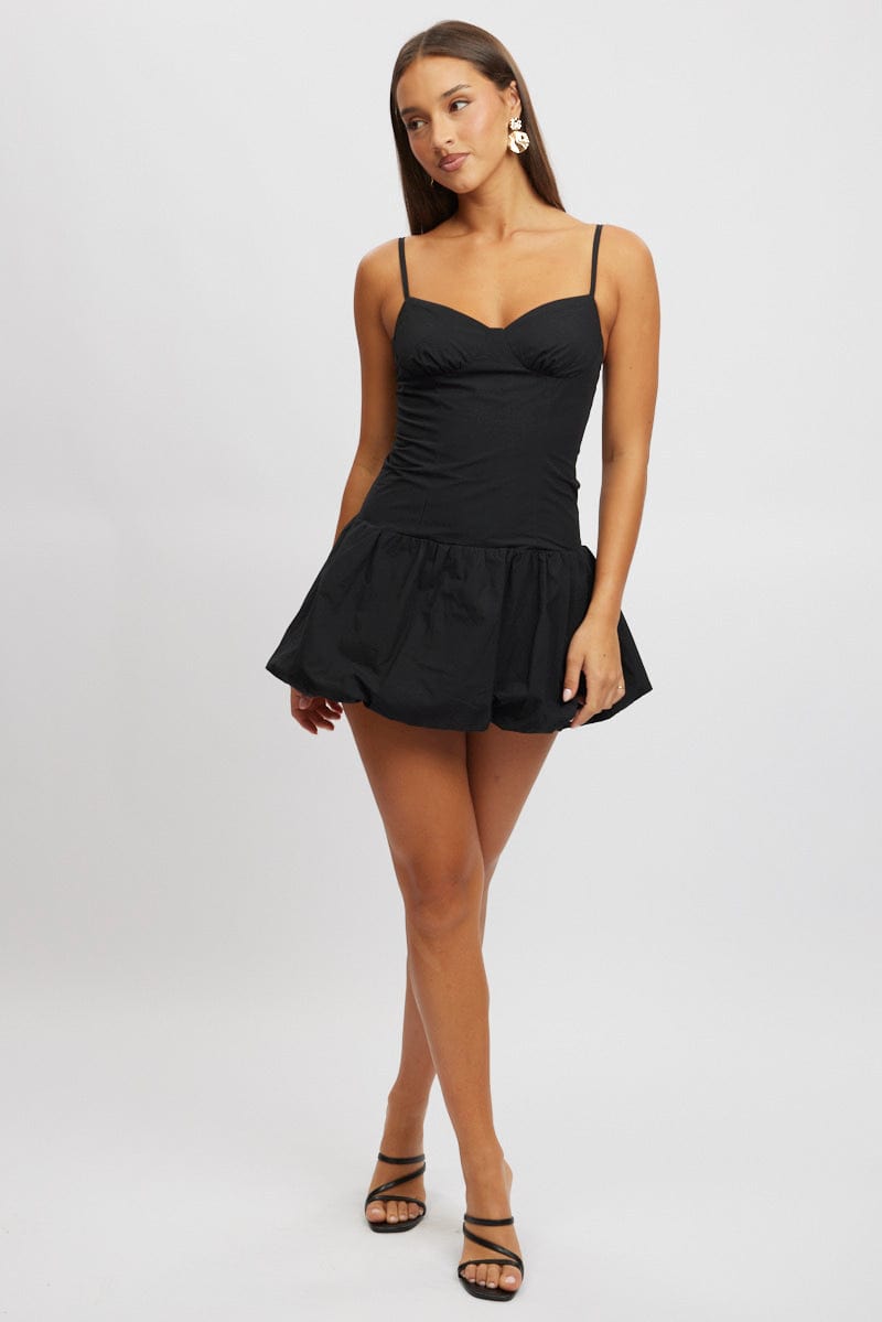 Black Bubble Dress Mini Strappy