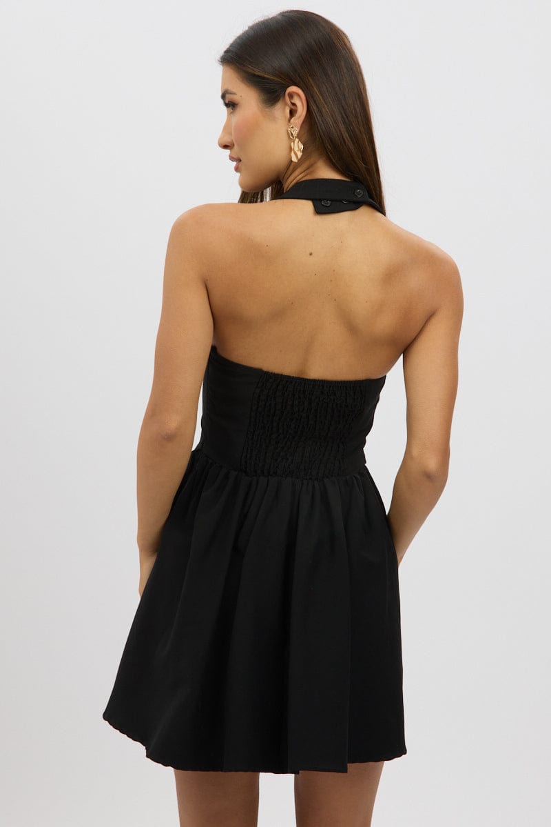 Black Halter Neck Mini Dress