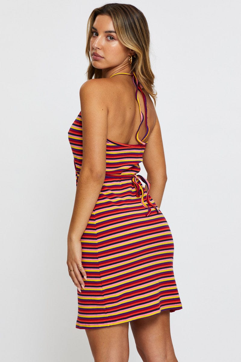 Stripe Wrap Dress Mini