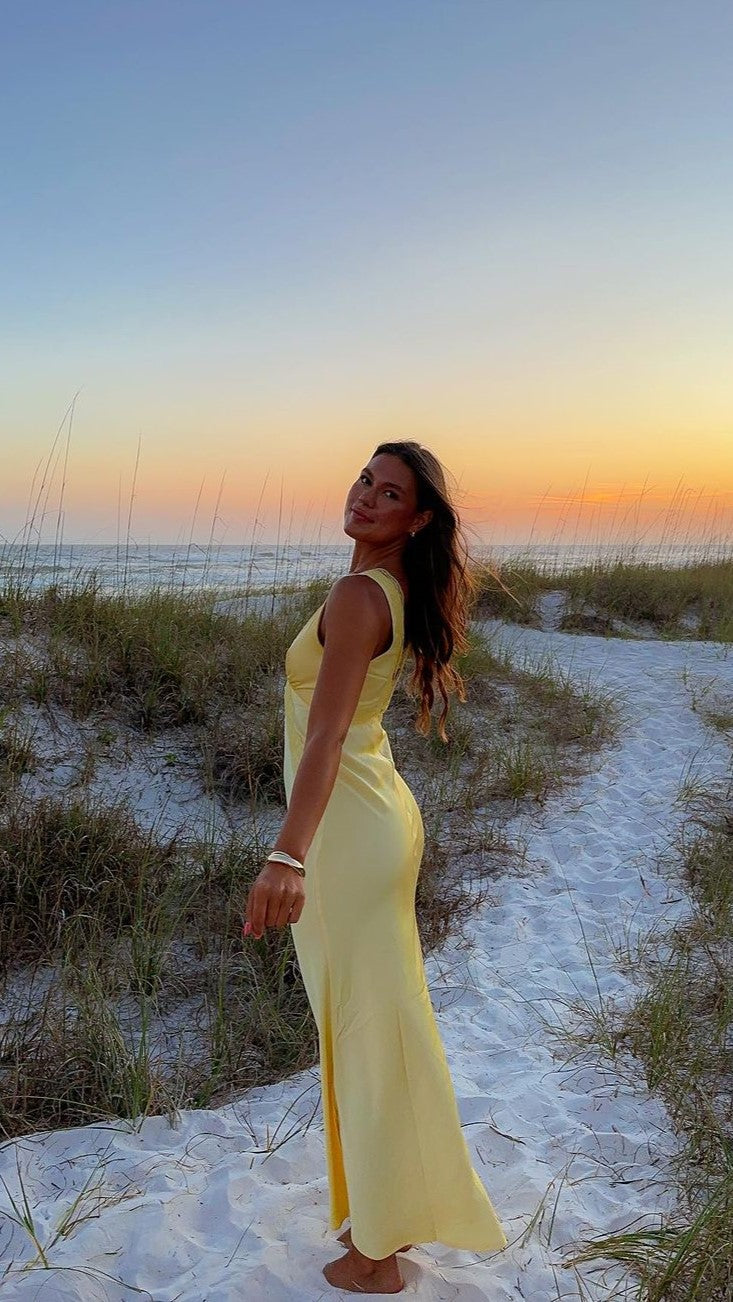 Basiano Maxi Dress - Yellow / Lace