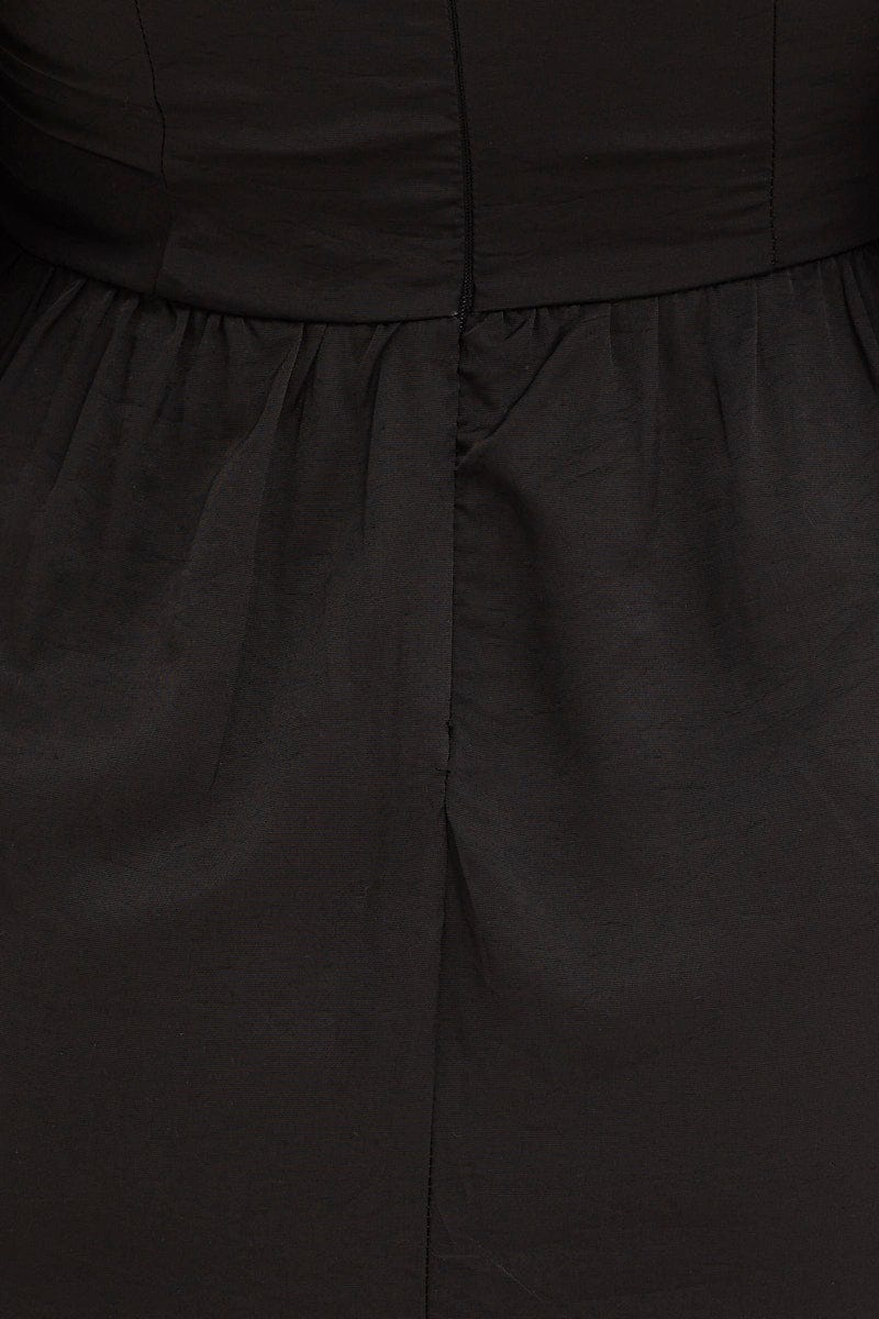 Black Long Sleeve A-Line Mini Dress