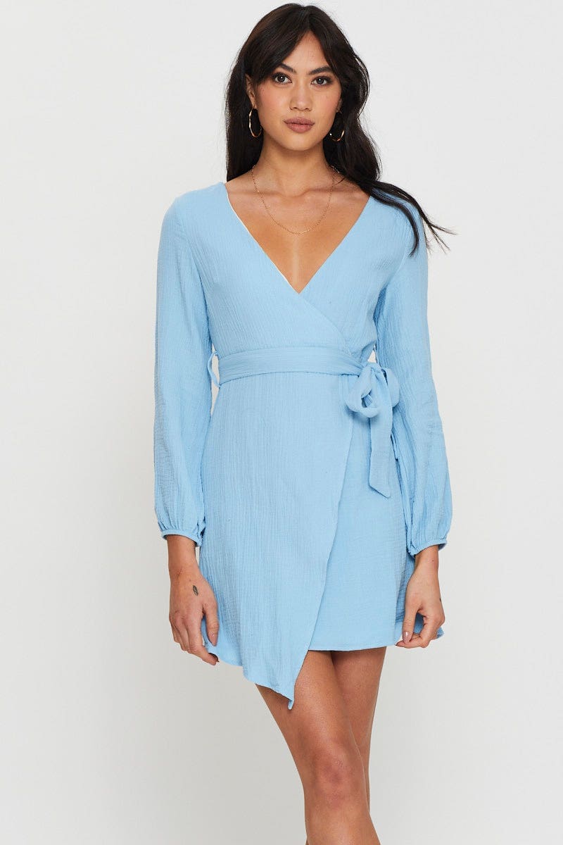 Blue Mini Dress Short Sleeve