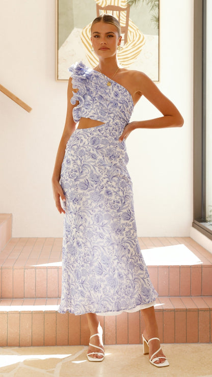 Amina Maxi Dress - Blue Floral