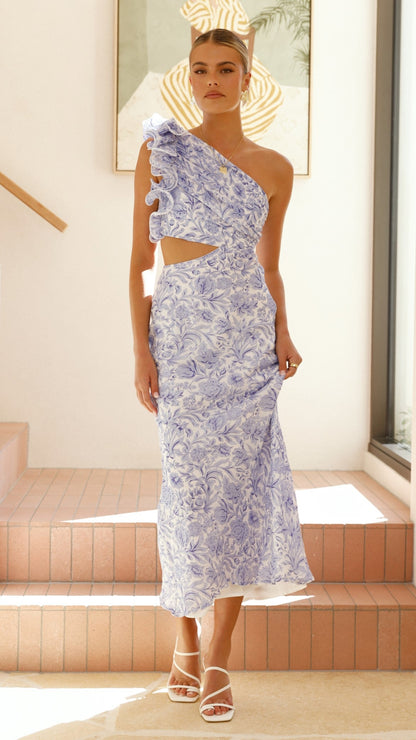 Amina Maxi Dress - Blue Floral