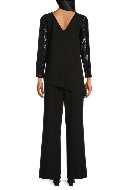 Marina  Sequin Sleeves Pullover Scuba Crepe Pant Set
