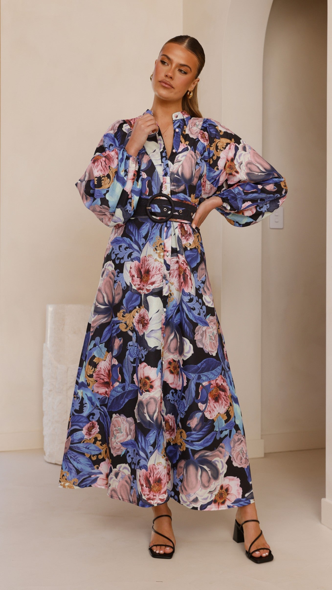 Veronica Button Down Maxi Dress - Azure Donatella