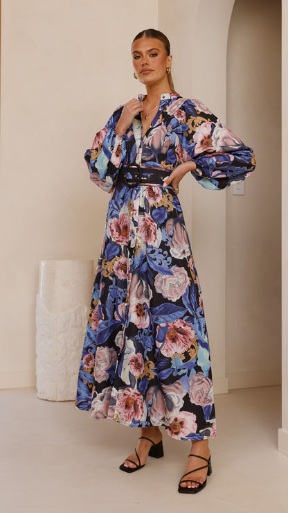 Veronica Button Down Maxi Dress - Azure Donatella