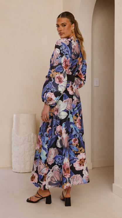 Veronica Button Down Maxi Dress - Azure Donatella
