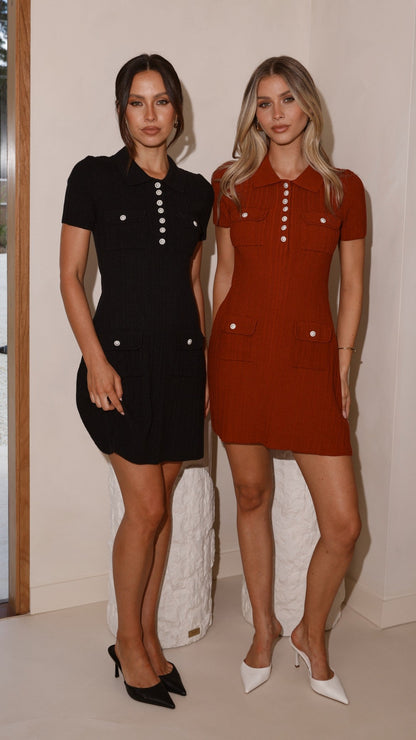 Taylah Collared Mini Dress - Maroon