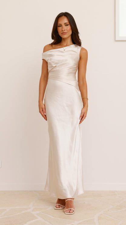 Auria Off Shoulder Maxi Dress - Champagne