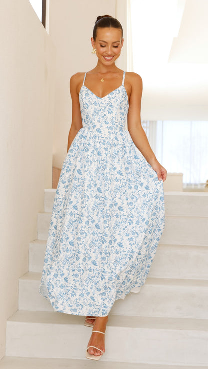 Azura Maxi Dress - Blue Floral