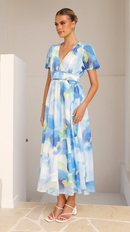 Amberose Maxi Dress -  Blue/Green