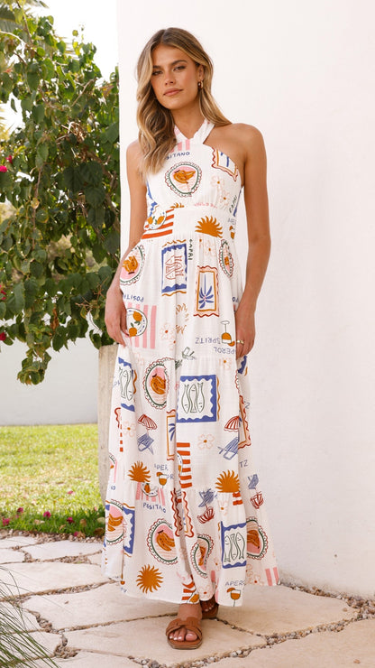 Athea Maxi Dress - Ocean Oasis Print