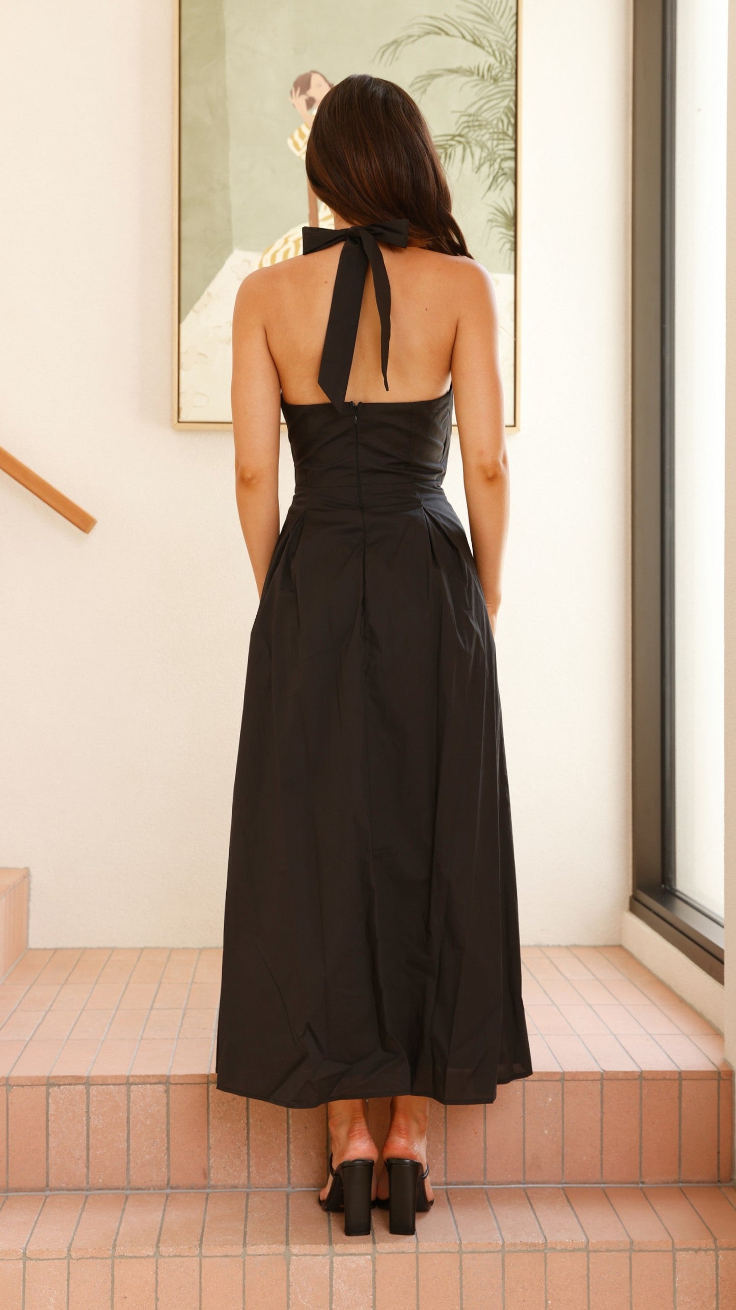 Wesley Halter Neck Maxi Dress - Black