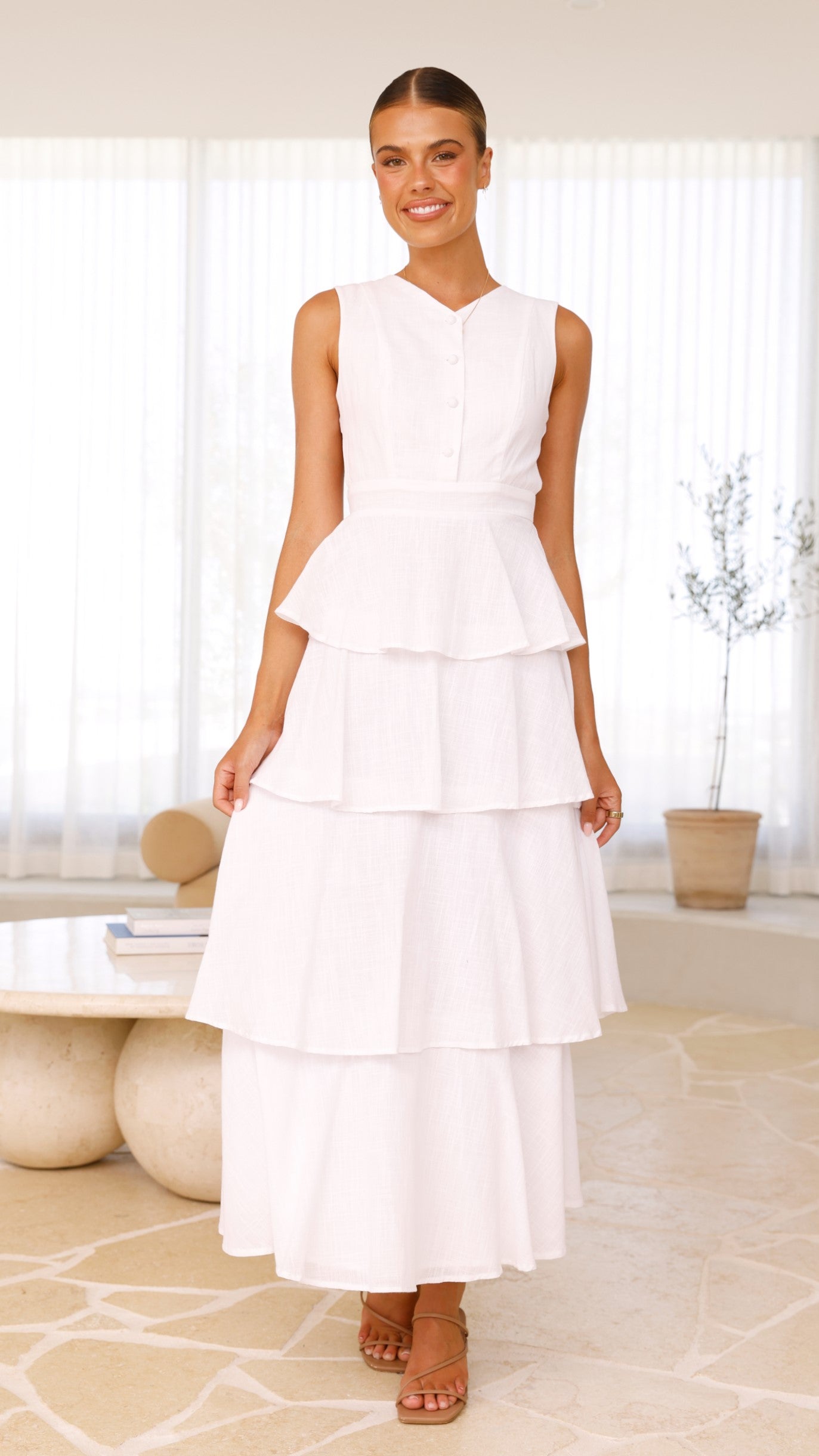 Anastasia Backless Maxi Dress - White