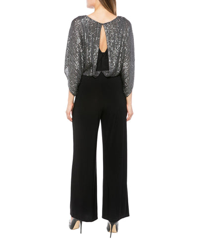 Marina  Sequin Dolman Sleeve Split Jumpsuit