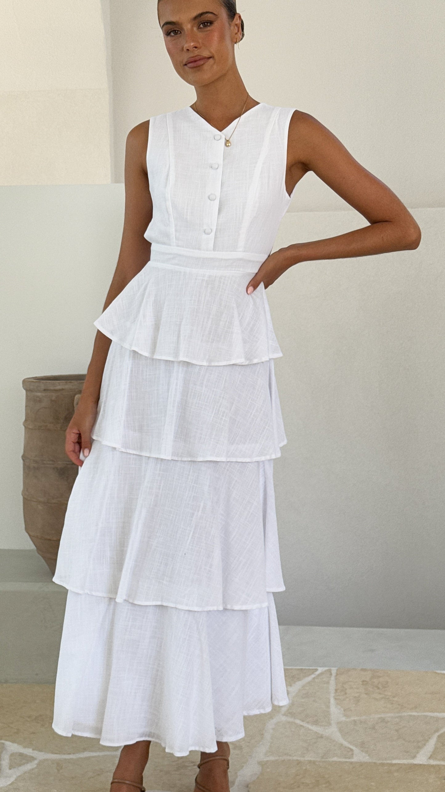 Anastasia Backless Maxi Dress - White