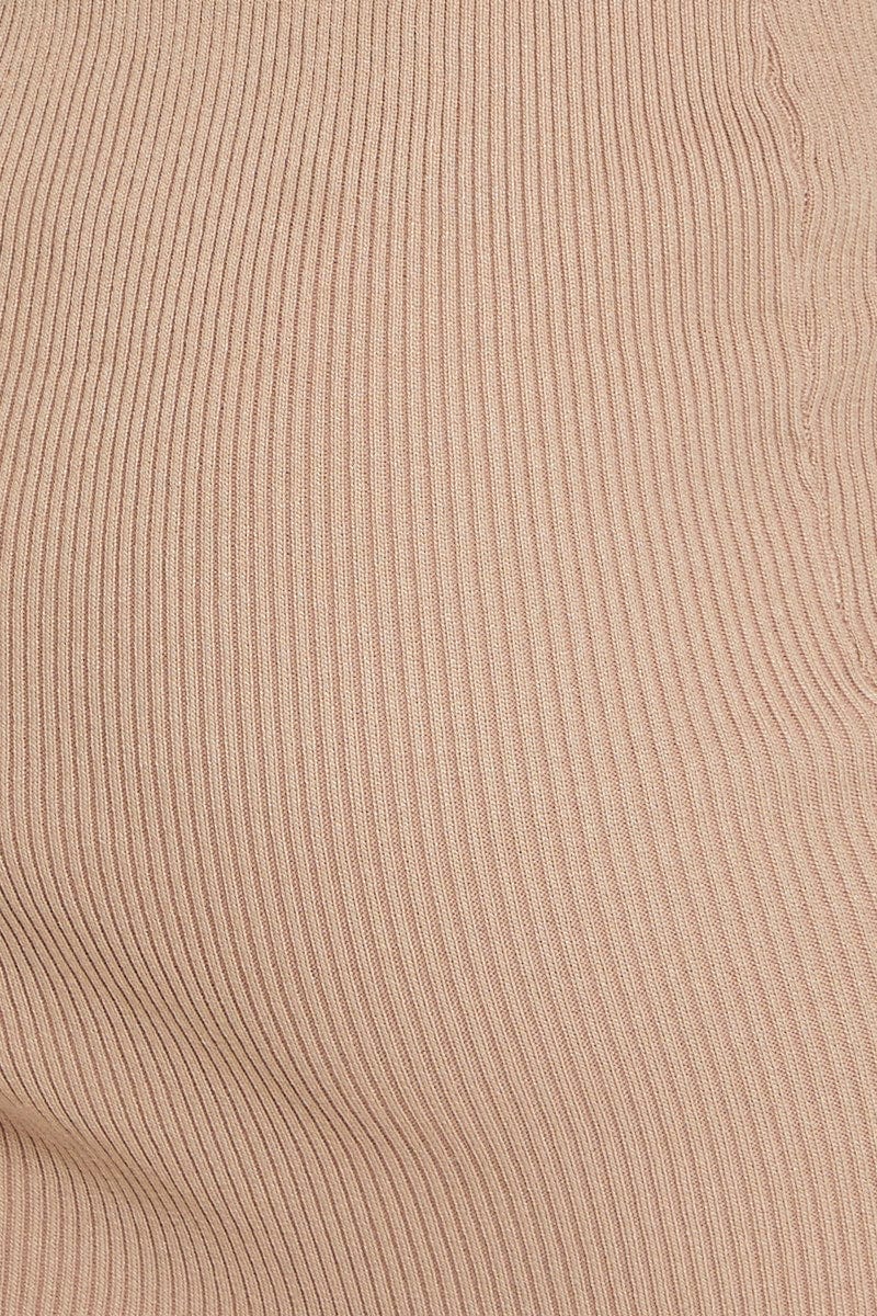 Beige Bodycon Dress Mini Knit