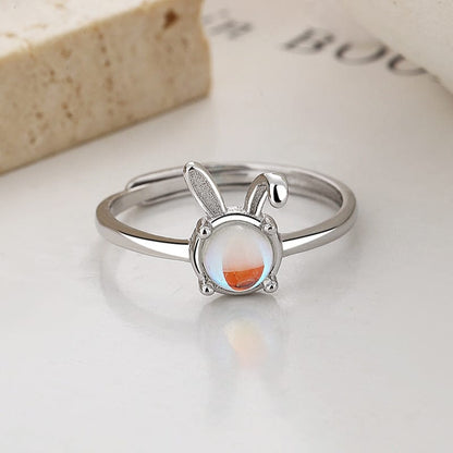 Cute Opal Rabbit Ring