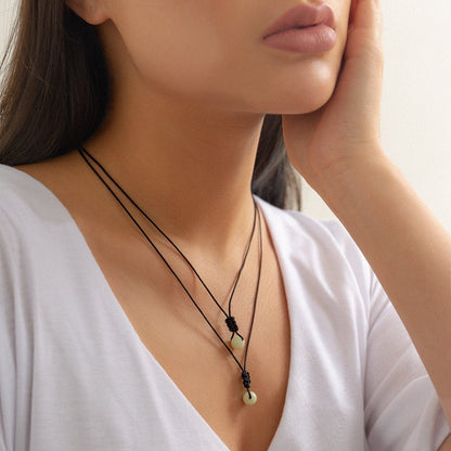 Dainty 2 Pieces Luminous Glow In The Dark Ball Charm Choker Necklace Set